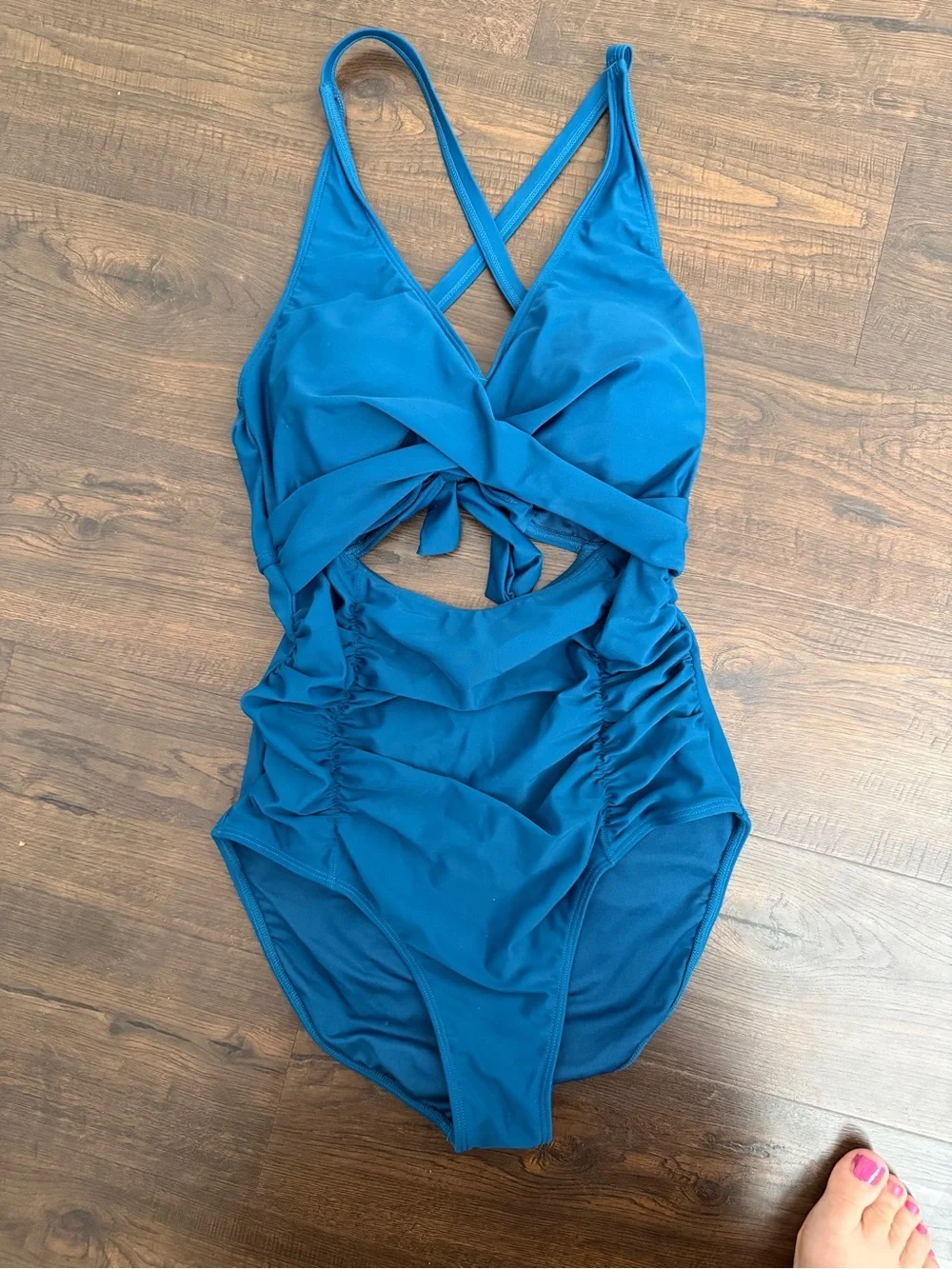 Ruched Cutout One-Piece Swimsuit in Deep Teal